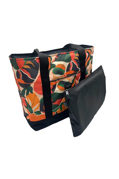 Differ Studio Orange Abstract Pattern Multi-Purpose Beach/Arm/Shoulder/Sports/Travel Bag with 2 Waterproof Inner Bags