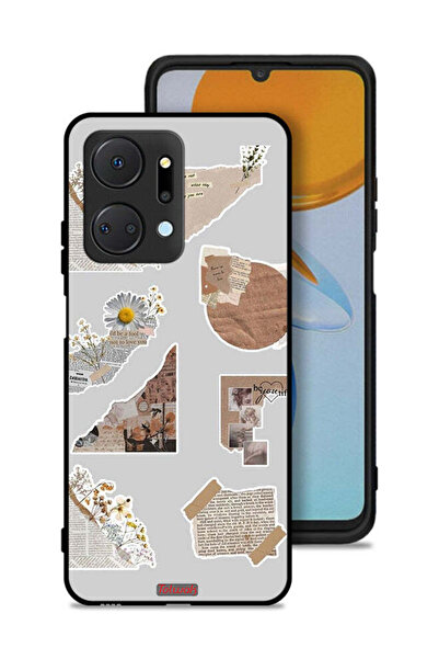 Tolwak غطاء حماية لهاتف Honor X7a مصنوع من قطع من الملصقات الورقية