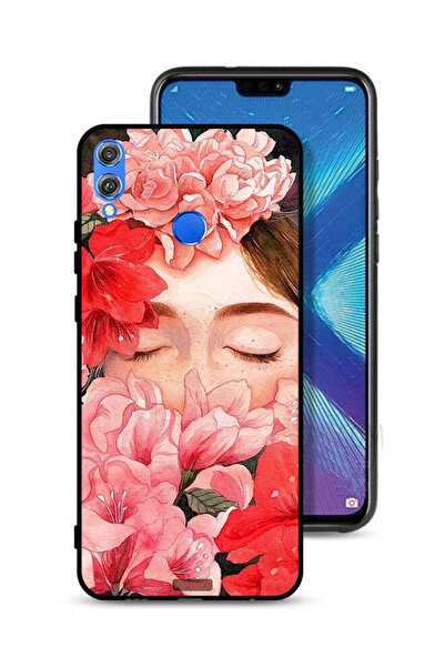 Tolwak غطاء حماية لهاتف Honor 8X برسومات زهور ووجه فتاة مخفي