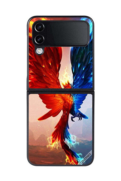 Covernex غطاء حماية لهاتف سامسونج جالاكسي زد فليب 4 بخلفية نسر النار والماء