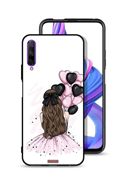 Tolwak غطاء حماية لهاتف Honor 9X Pro بتصميم فتاة تحمل بالونات
