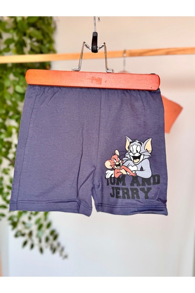 KapsülBebek 100% Cotton 2-Piece Summer Children's Set – Palm Print Short-Sleeved T-Shirt and Comfortable Shorts