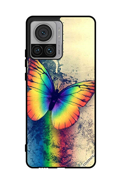 Covernex غطاء حماية لهاتف موتورولا موتو X30 برو بتصميم فراشة قوس قزح عتيقة