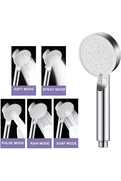 Mena Rise Diyar-Ifırsatshop Home Turbo Shower Head, 5 Function Adjustable Water Flow, High Pressure