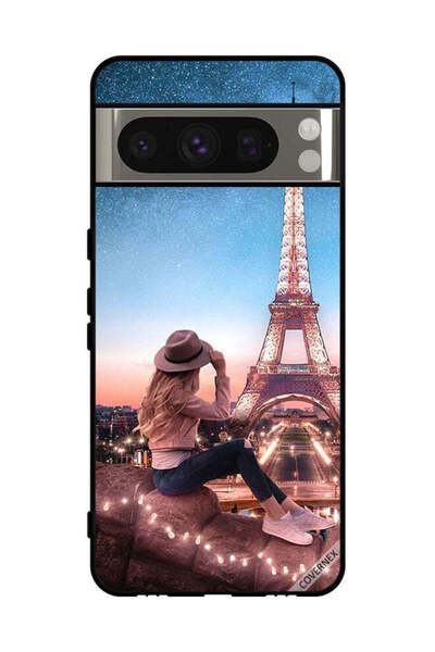 Covernex غطاء حماية لهاتف جوجل بيكسل 8 برو - فتاة القبعة وبرج إيفل