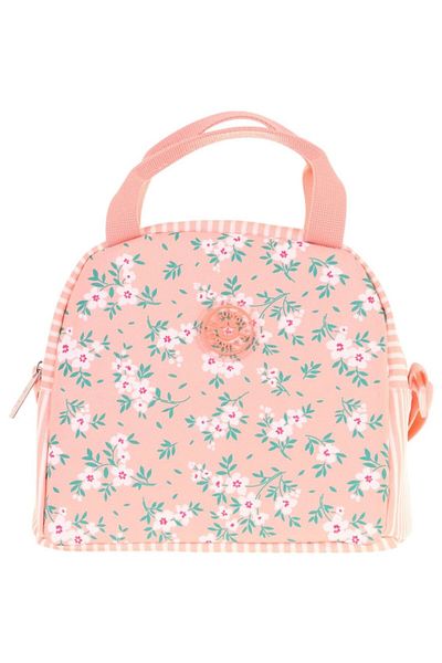 KAUKKO Salmon Flower Printed Lunchbox for Girls (Thermal Insulated) (K9070)