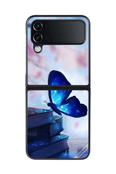Covernex غطاء حماية لهاتف سامسونج جالاكسي زد فليب 4 بتصميم فراشة جالسة على كتاب