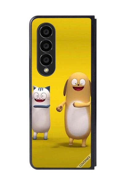 Covernex غطاء حماية لهاتف سامسونج جالاكسي زد فولد 4 قصة قطة وكلب