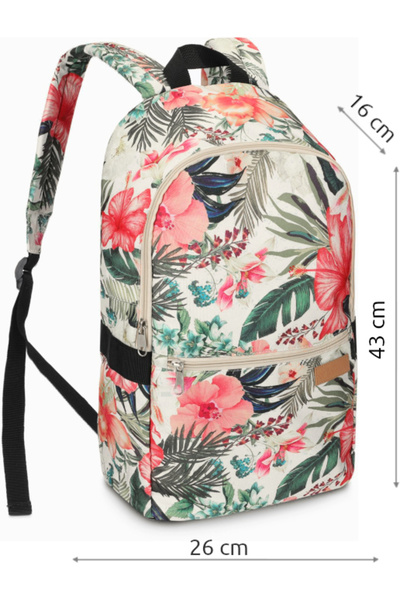 zagatto Γυναικείο σακίδιο πλάτης με λουλούδια, πολύχρωμο, 17L, αδιάβροχο, θήκη για φορητό υπολογιστή/tablet, χωράει A4, ZG696