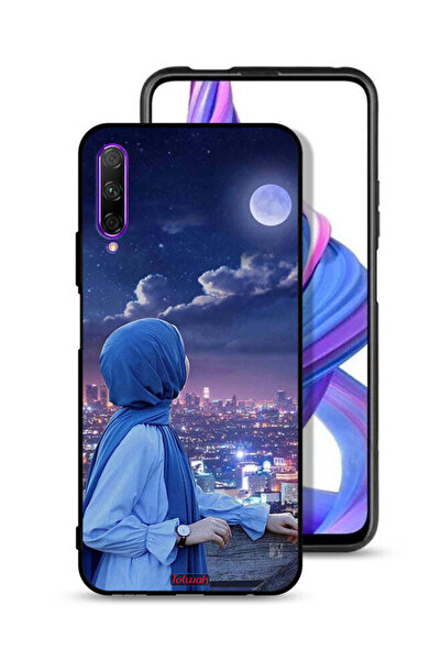 Tolwak غطاء حماية لهاتف Honor 9X Pro بطبعة فتاة محجبة تنظر إلى القمر
