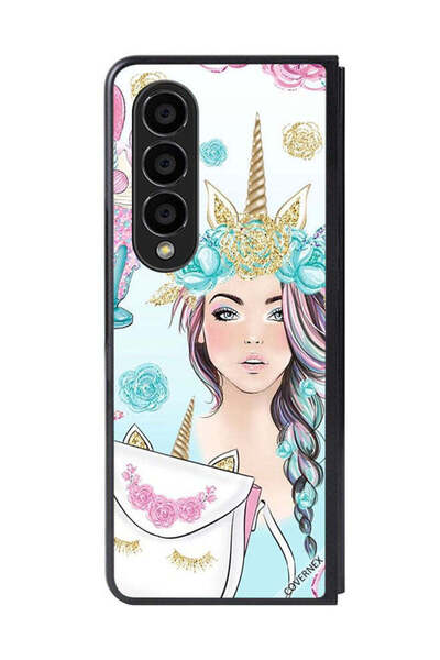 Covernex غطاء حماية لهاتف سامسونج جالاكسي زد فولد 4 رموش على الحقيبة وفتاة وح...