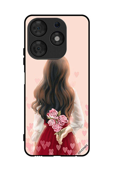 Covernex غطاء حماية لهاتف تكنو سبارك 10 برو - فتاة تخفي زهورًا