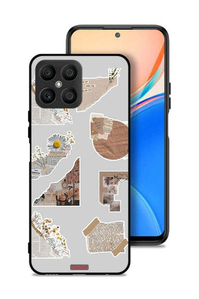 Tolwak غطاء حماية لهاتف Honor X8 4G مصنوع من قطع من الملصقات الورقية