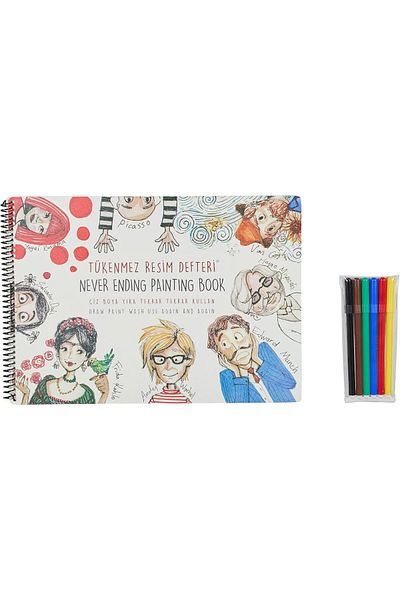 Mena Rise Diyar-Ifırsatshop Matte Ballpoint Painting Notebook 3 25X35Cm & 6Pcs Felt Pens 1017157
