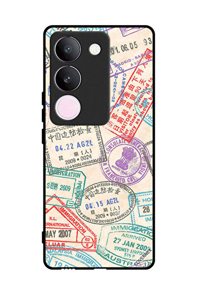 Covernex غطاء حماية لهاتف فيفو V29 بنمط طوابع السفر