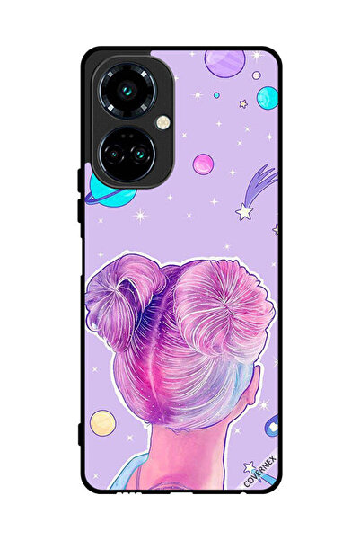 Covernex غطاء حماية لهاتف تكنو كامون 19 - لوحة فنية لفتاة ونجوم الفضاء