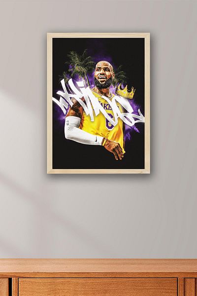Saturn Pictură înrămată de LeBron James - Pictură poster NBA de baschet