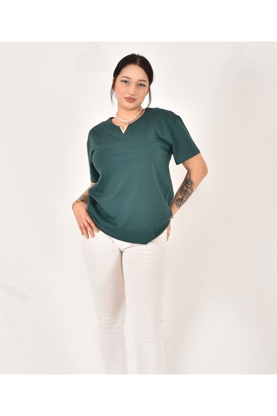 Pollux Дамска тениска с V-образен мотив и детайли