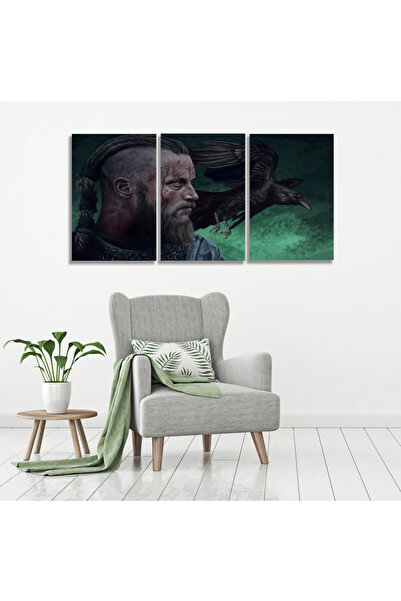4gdran ثلاث لوحات قماشية بتصميم مسلسل VIKING مع برواز ذهبي مجوف