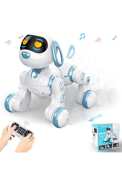 MJ TOYS Uzaktan Kumandalı Şarjlı Akıllı Köpek - Interaktif, Eğitici Işıklı Mü...