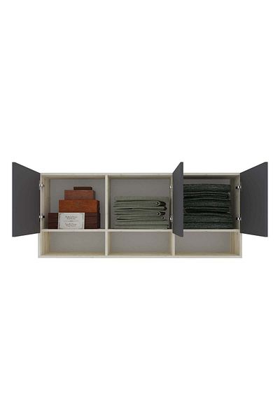 haaus.ro Dulap suspendat haaus Malmo, 3 Usi, Stejar Alb/Antracit, 144 x 27 x 60 cm