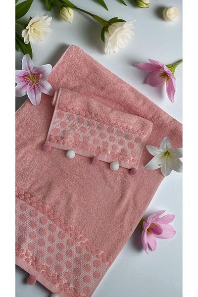 MİLAYS LİFE HOME COLLECTİON Anali Girl Pompon 2-Piece Towel Set