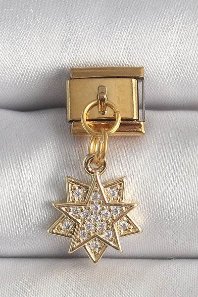 Clariss 316L Steel Gold Color Hanging Zircon Stone Star Model Nomination Charm