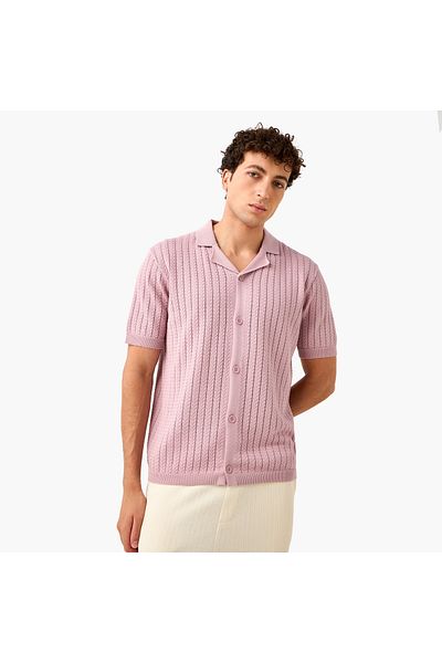 Iconic Iconic Textured Camp Collar Shirt