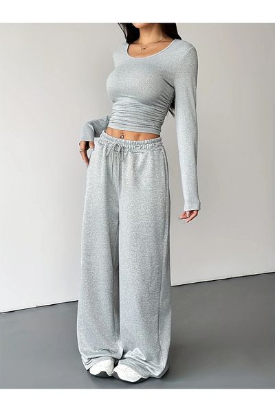 NURVES Women's Gray Comfortable Fit Straight Leg Track Pants