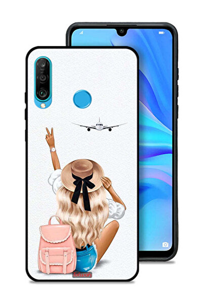 Tolwak غطاء حماية لهاتف هواوي نوفا 4e بتصميم فتاة تحب السفر