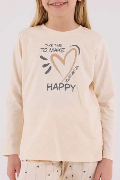 Arnetta Kız Çocuk Krem Pijama Takımı