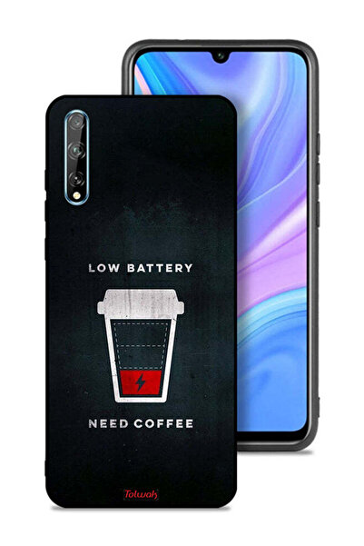 Tolwak غطاء حماية لهاتف Huawei Y8p - بطارية منخفضة - يحتاج إلى قهوة