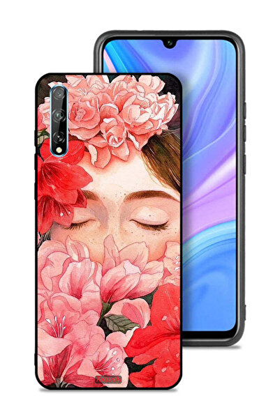 Tolwak غطاء حماية لهاتف هواوي بي سمارت إس برسومات زهور ووجه فتاة مخفي