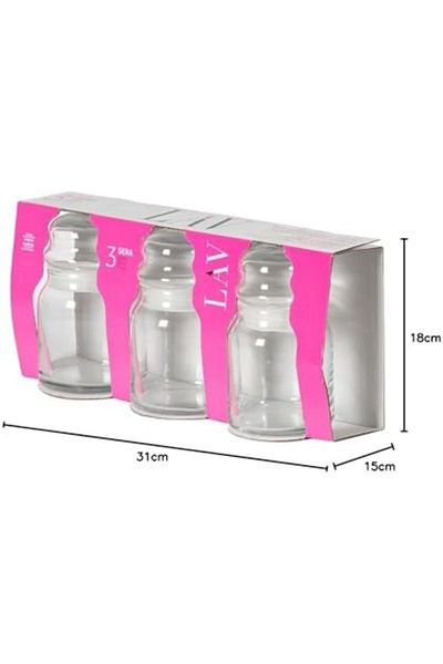 Mena Rise Şirinshop Greenhouse 3-Piece Jar, Lv-Ser82 Pk0002A, Ser82-Pk0002A, Transparent 1108107