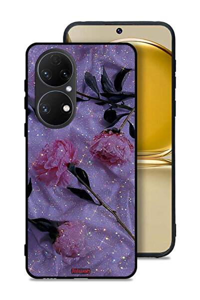 Tolwak غطاء حماية لهاتف هواوي P50E بنقشة ورود لامعة
