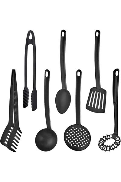 Mena Rise Şirinshop 7 Piece Fireproof Non-Stick Teflon Coated Serving Set Ladle Colander Spatula Spoon Plastic