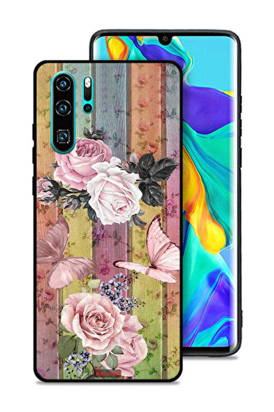 Tolwak غطاء حماية لهاتف هواوي بي 30 برو بنقشة فراشات الخوخ والورود