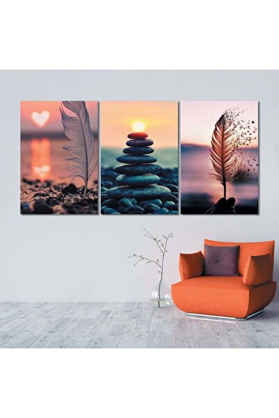 4gdran ثلاث لوحات قماشية مودرن بتصميم منظر مع برواز خشبي مخفي