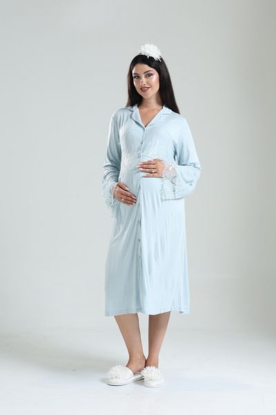 LOHOUSE Cămașă de noapte pentru maternitate Tuba Blue pentru femei