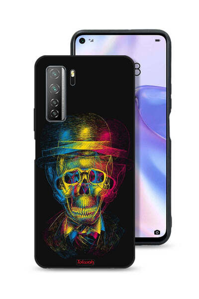 Tolwak غطاء حماية لهاتف هواوي P40 لايت 5G بتصميم جمجمة وقبعة ملونة وفن خيالي