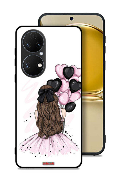 Tolwak غطاء حماية لهاتف هواوي بي 50 بتصميم فتاة تحمل بالونات