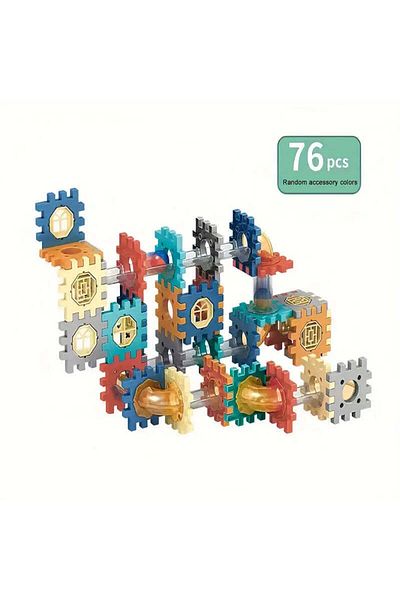 divendi-ro 76-Piece Construction Set with Tubes and Balls for Children 3+ years, DIY Assembly Blocks