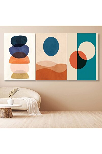 4gdran ثلاث لوحات قماشية بتصميم فن تجريدي مع برواز شامبين مجوف