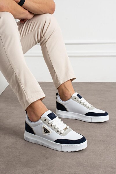 L.A Polo Kalın Taban Beyaz Lacivert Erkek Snekaer