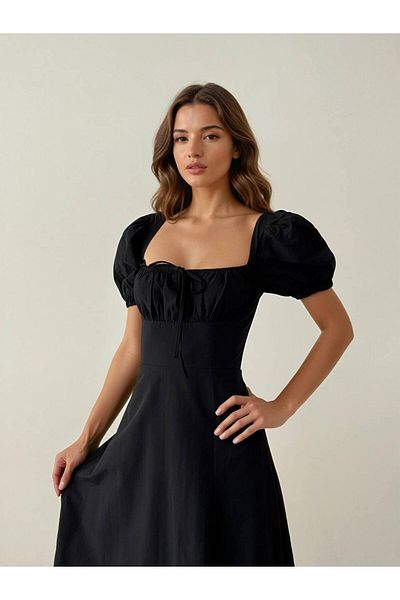 Lady Pixie Women's Front Gathered Dress with Lace Detail