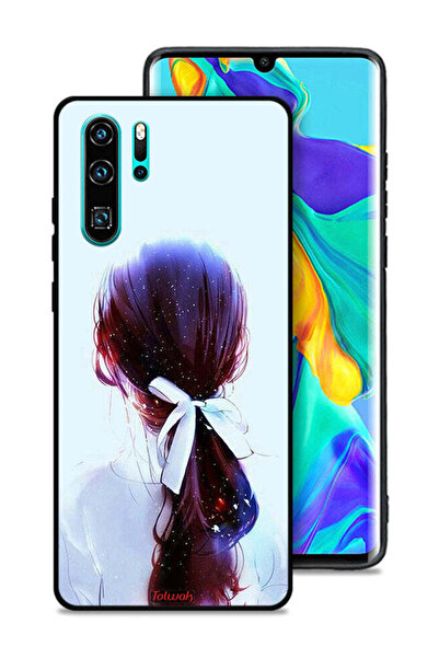 Tolwak غطاء حماية لهاتف هواوي P30 Pro بتصميم ربطة شعر مع رباط شعر وفن فتاة
