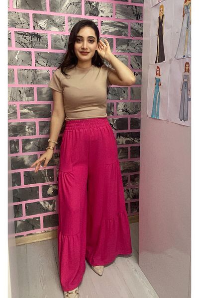 EGELİMODA Bürümcük Elastic Wide Leg Pocket Trousers