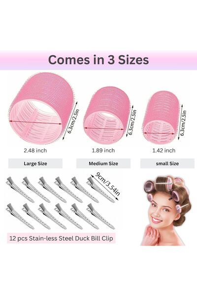 ELAUR 24 Pcs Hair Rollers & Clips, Self Holding Hair Curlers with Clips, Large Rollers for Hair Set,