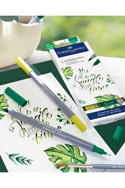 Mena Rise Diyar-Ifırsatshop Goldfaber Aqua Double Tip Marker, Calligraphy, 6 Pack Jungle 1017157