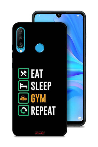 Tolwak غطاء حماية لهاتف هواوي P30 لايت، Eat Sleep Gym Repeat